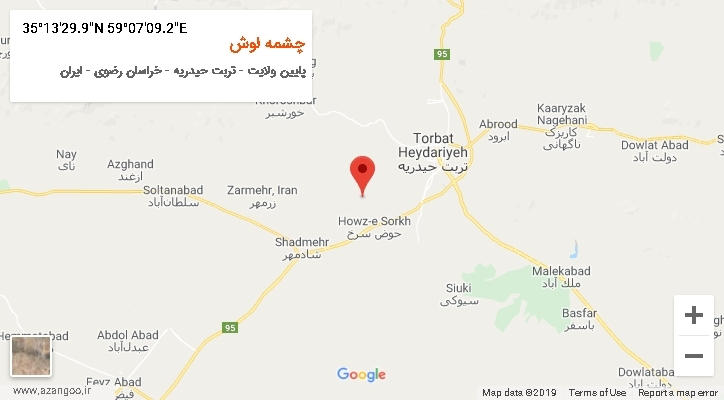 روستای چشمه لوش بر روی نقشه