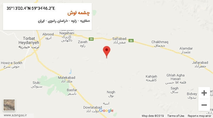 روستای چشمه لوش بر روی نقشه