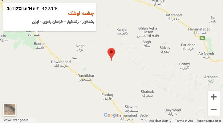 روستای چشمه لوشک بر روی نقشه