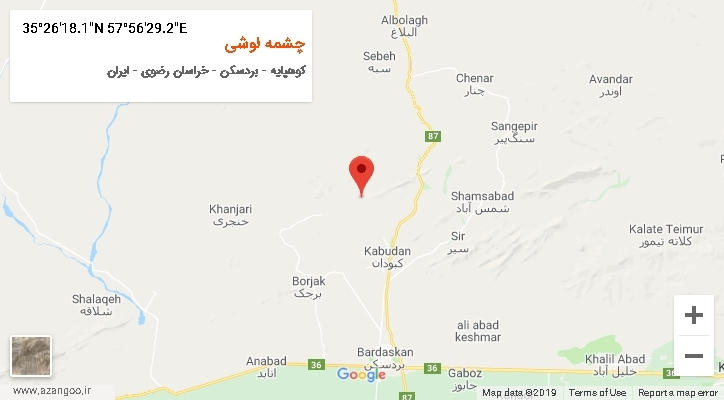روستای چشمه لوشی بر روی نقشه