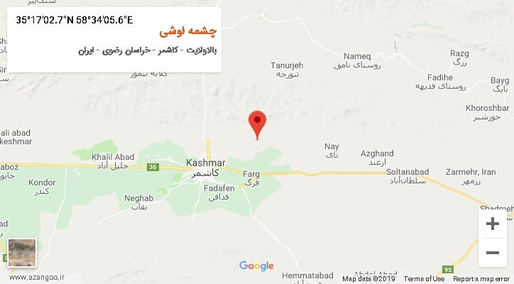 روستای چشمه لوشی بر روی نقشه