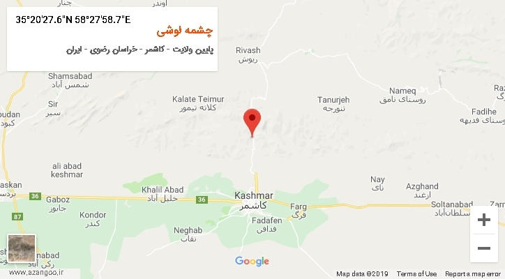 روستای چشمه لوشی بر روی نقشه