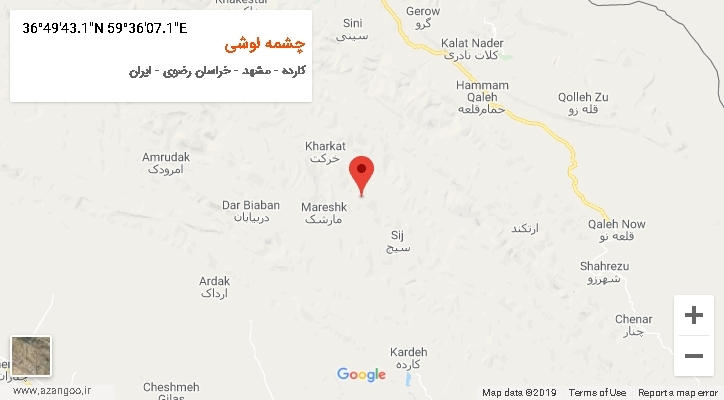 روستای چشمه لوشی بر روی نقشه