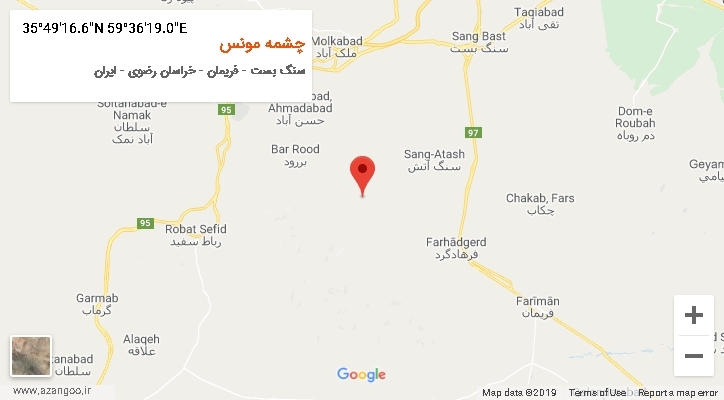 روستای چشمه مونس بر روی نقشه