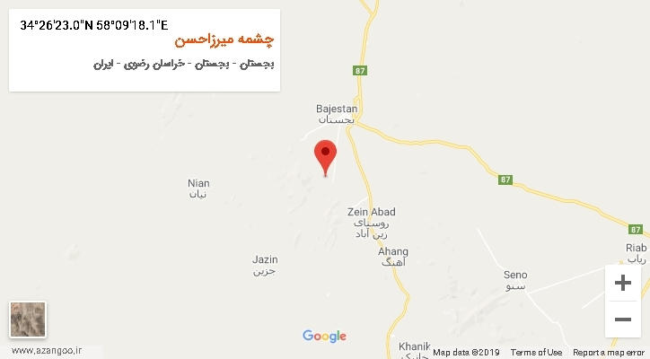 روستای چشمه میرزاحسن بر روی نقشه