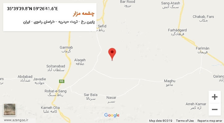 روستای چشمه مزار بر روی نقشه