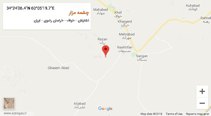 روستای چشمه مزار بر روی نقشه
