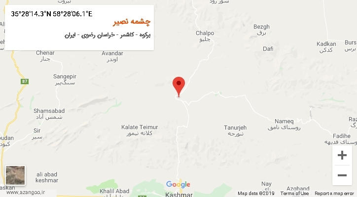 روستای چشمه نصیر بر روی نقشه