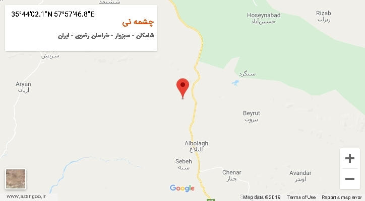 روستای چشمه نی بر روی نقشه