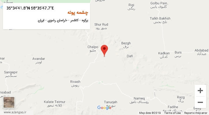 روستای چشمه پونه بر روی نقشه