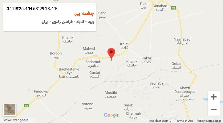 روستای چشمه پی بر روی نقشه