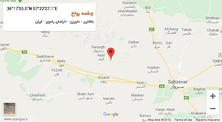 روستای چشمه رواح بر روی نقشه