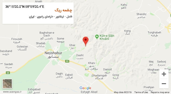 روستای چشمه ریگ بر روی نقشه