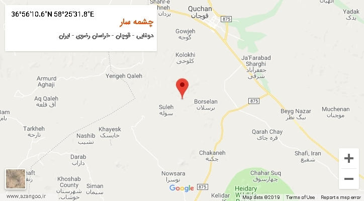 روستای چشمه سار بر روی نقشه