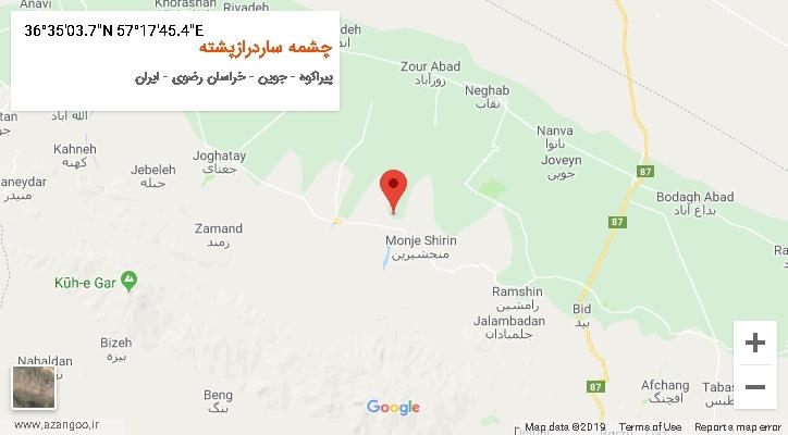 روستای چشمه ساردرازپشته بر روی نقشه