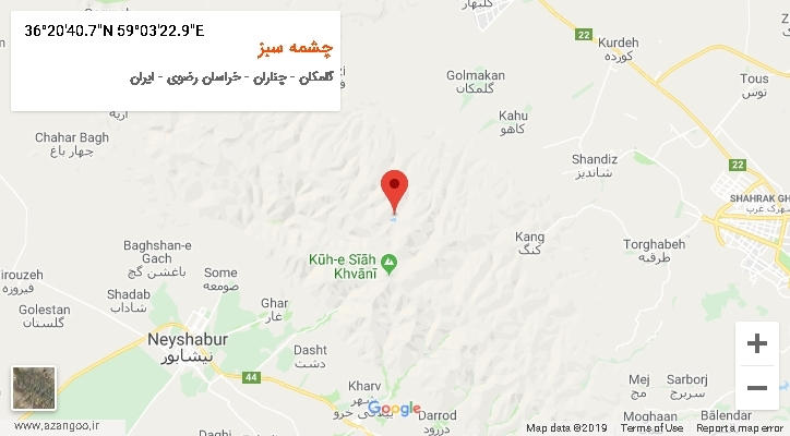 روستای چشمه سبز بر روی نقشه