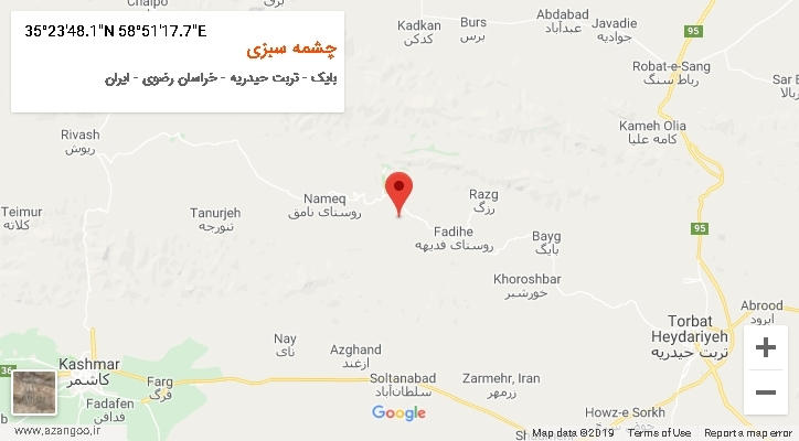 روستای چشمه سبزی بر روی نقشه