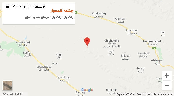 روستای چشمه شهسوار بر روی نقشه