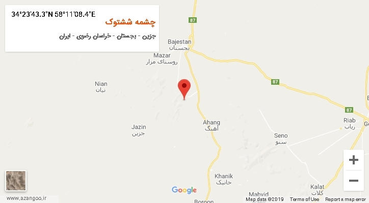 روستای چشمه ششتوک بر روی نقشه