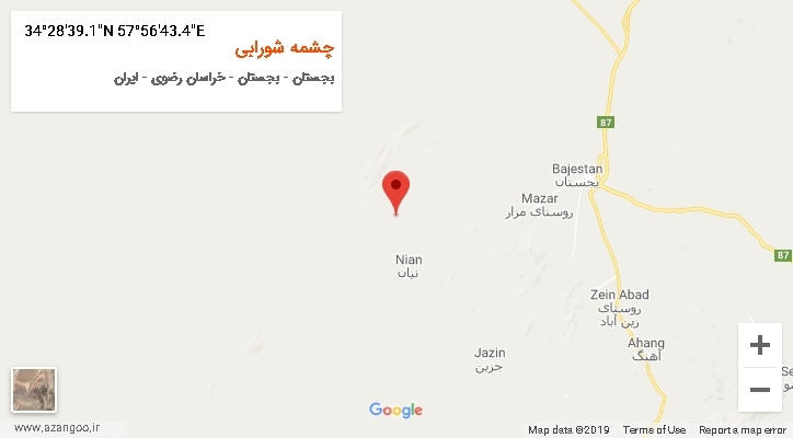روستای چشمه شورابی بر روی نقشه