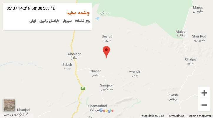 روستای چشمه سفید بر روی نقشه
