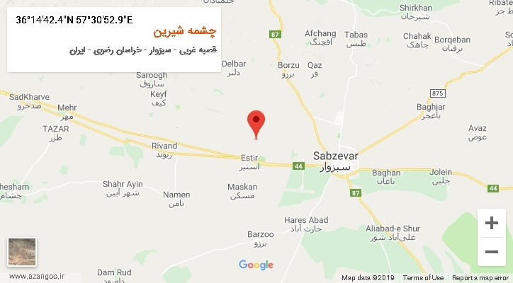 روستای چشمه شیرین بر روی نقشه