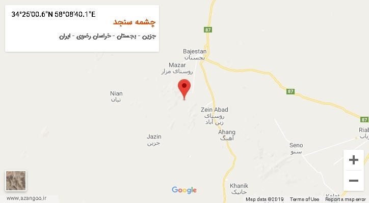 روستای چشمه سنجد بر روی نقشه
