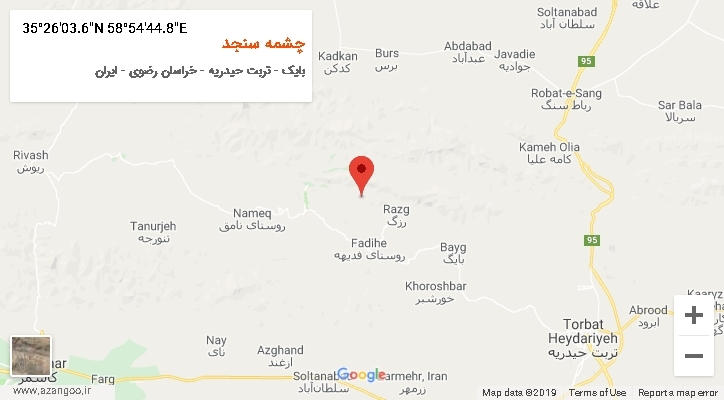 روستای چشمه سنجد بر روی نقشه