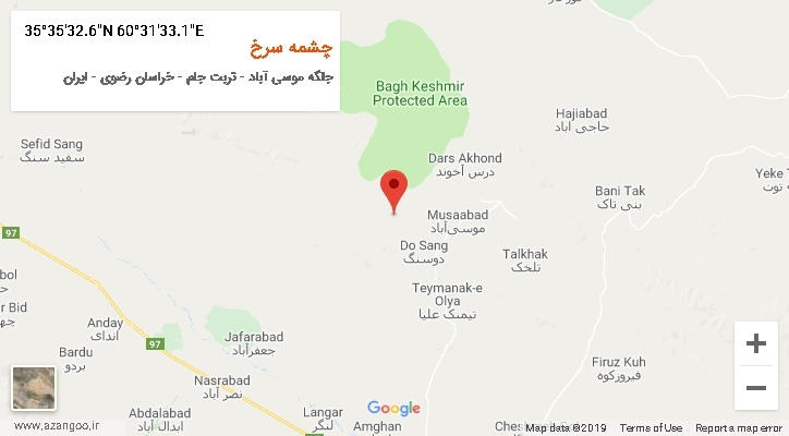 روستای چشمه سرخ بر روی نقشه