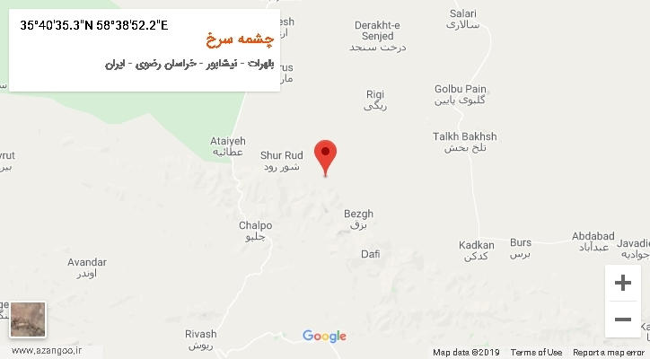 روستای چشمه سرخ بر روی نقشه
