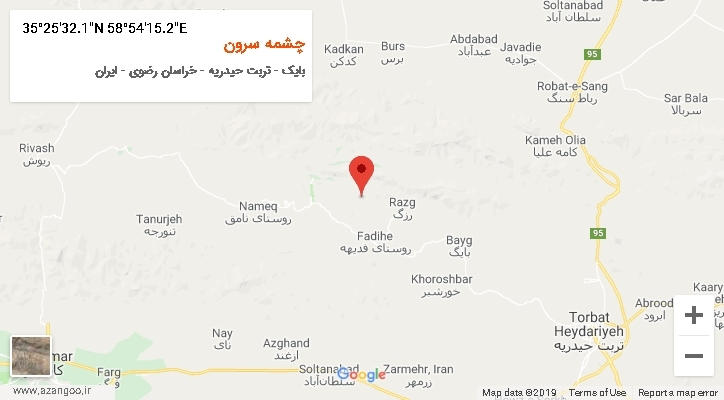 روستای چشمه سرون بر روی نقشه