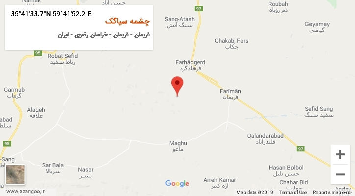 روستای چشمه سیاگک بر روی نقشه
