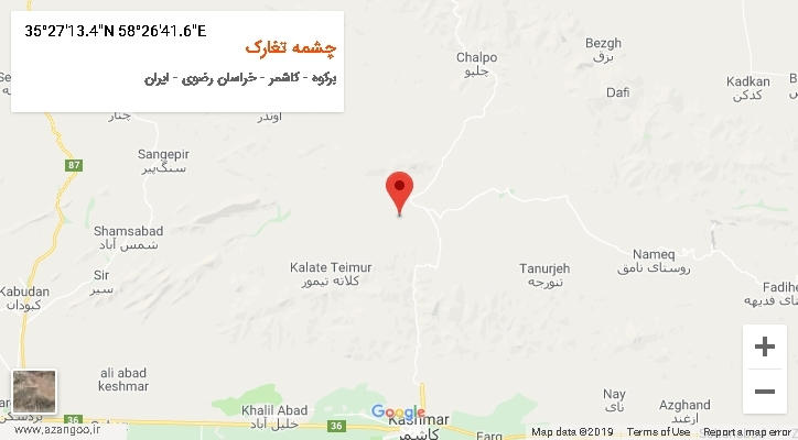 روستای چشمه تغارک بر روی نقشه