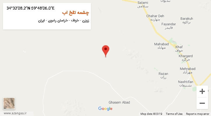 روستای چشمه تلخ اب بر روی نقشه