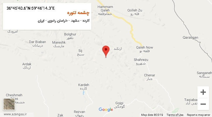 روستای چشمه تنوره بر روی نقشه