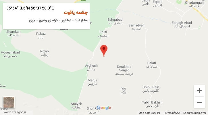 روستای چشمه یاقوت بر روی نقشه