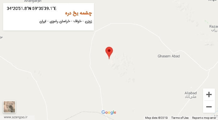 روستای چشمه یخ دره بر روی نقشه