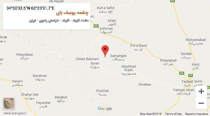 روستای چشمه یوسف بای بر روی نقشه
