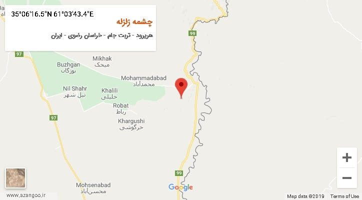 روستای چشمه زلزله بر روی نقشه
