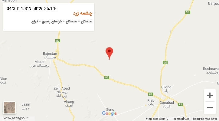 روستای چشمه زرد بر روی نقشه