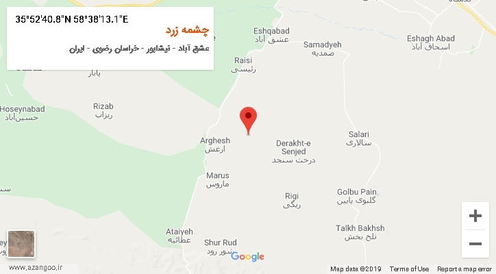 روستای چشمه زرد بر روی نقشه