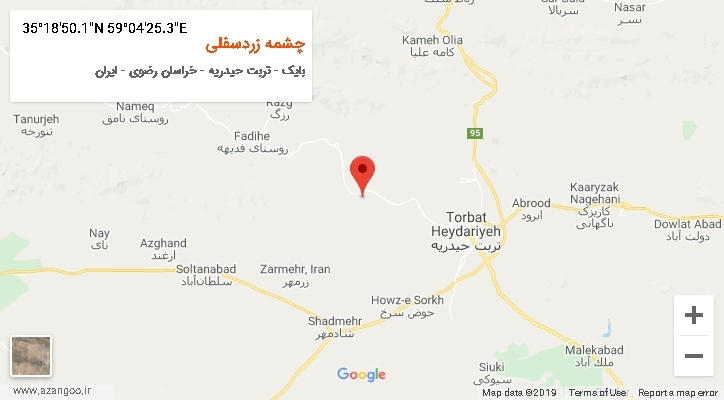 روستای چشمه زردسفلی بر روی نقشه