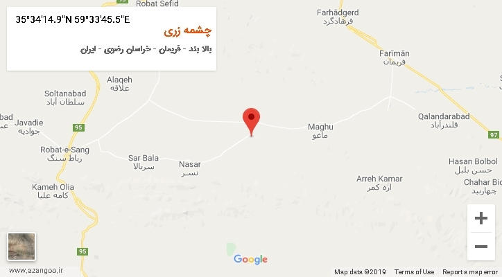 روستای چشمه زری بر روی نقشه