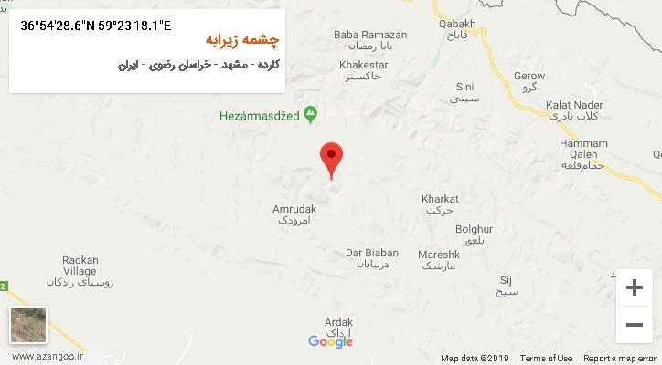 روستای چشمه زیرابه بر روی نقشه