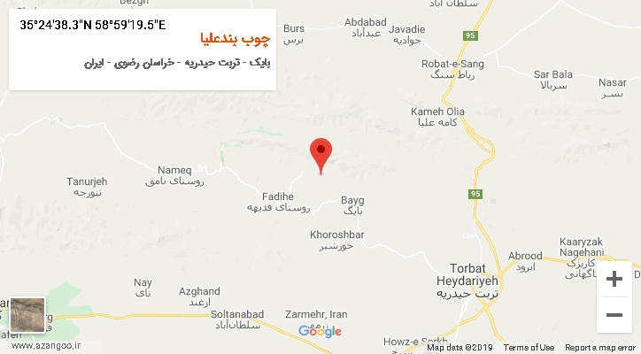 روستای چوب بندعلیا بر روی نقشه