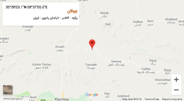 روستای چوقان بر روی نقشه