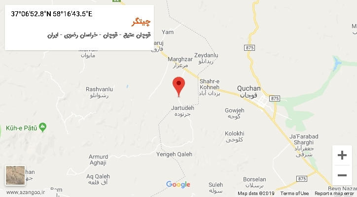 روستای چیتگر بر روی نقشه
