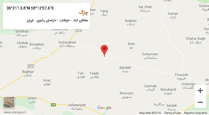 روستای چزگ بر روی نقشه