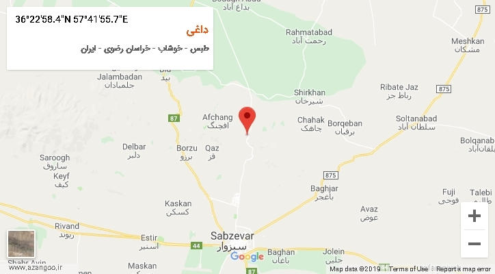 روستای داغی بر روی نقشه