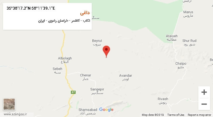روستای داغی بر روی نقشه